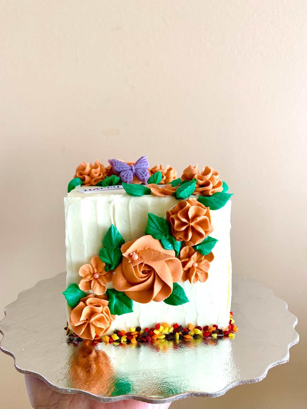 Birthday Cake with Royal icing flowers.